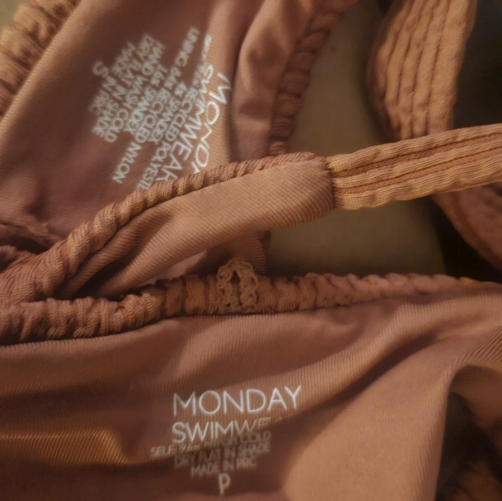 Nwot SET Monday swimwear ribbed cocoa brown s Portugal top + Palma bottom xs